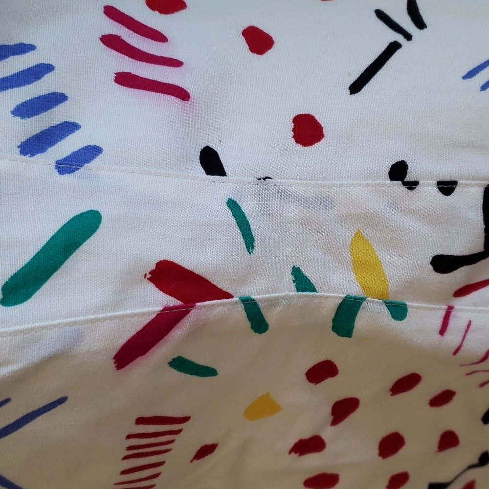 VINTAGE SUNDRESS Geary Roark Kamisoto. Size 10. White with multicolored pattern. - Picture 7 of 13